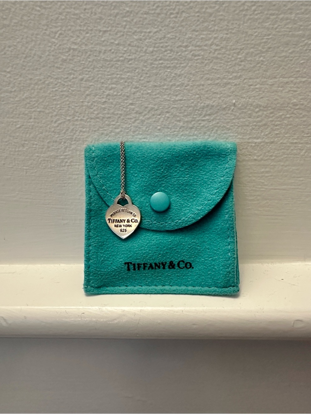 Tiffany & Co. Silver Heart Pendant Necklace with Signature Tiffany Blue Pouch